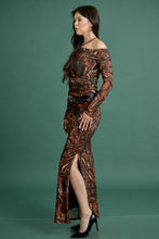 Load image into Gallery viewer, Paisley Off-Shoulder Dress w/ Belt