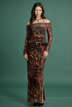 Load image into Gallery viewer, Paisley Off-Shoulder Dress w/ Belt