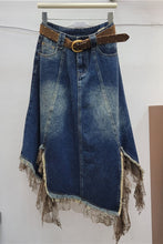 Load image into Gallery viewer, Dark Denim Lace Trim Skirt