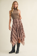Load image into Gallery viewer, Shirred Yoke Geometric Plaid Skirt